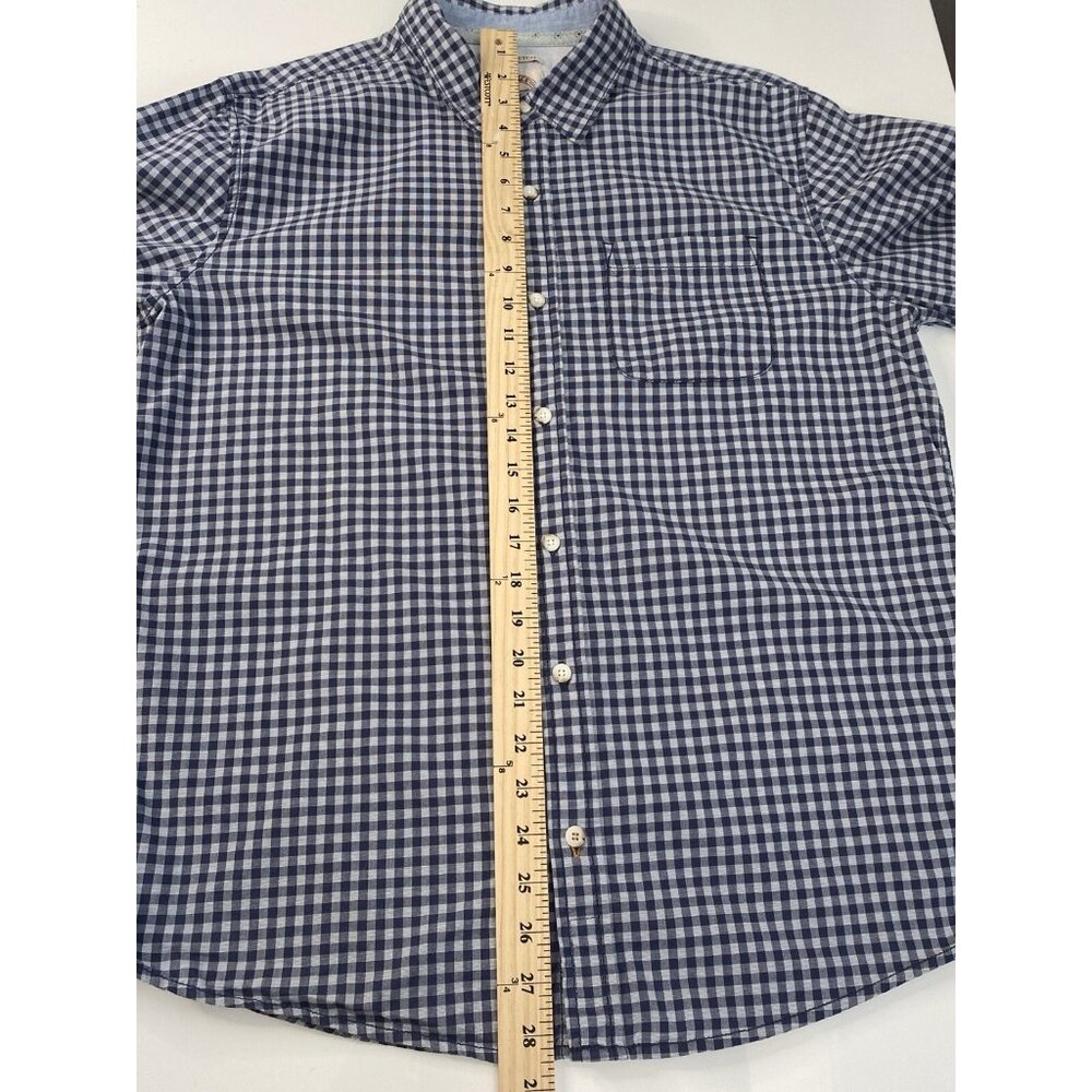 Fat Face Navy Blue Check Shirt Men’s Large Long Sleeve Button Up Slim Stretch - Picture 12 of 16